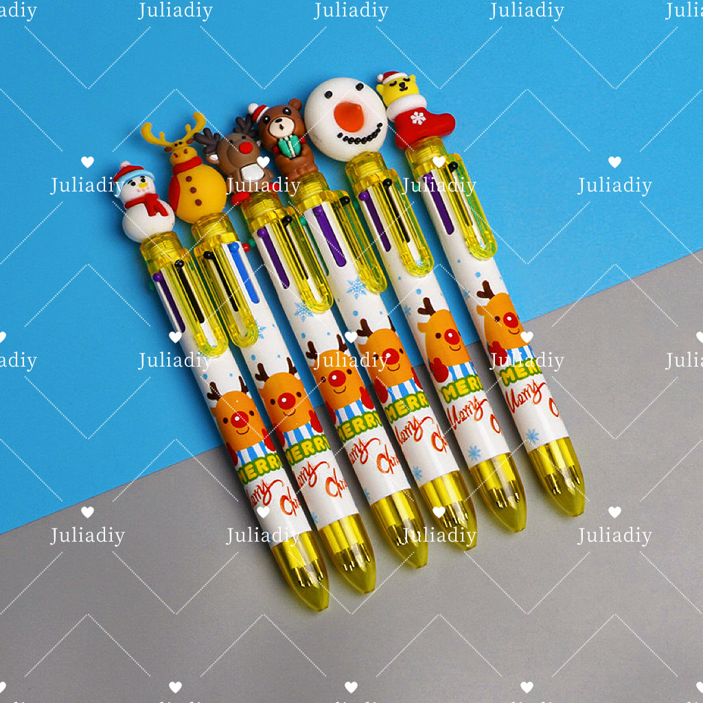 【A004】Christmas gift six color ballpoint pen（pick on live）