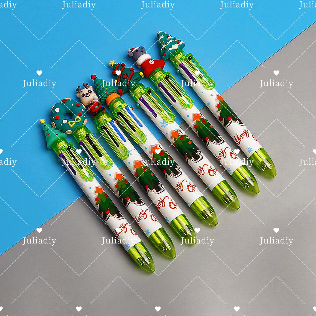 【A004】Christmas gift six color ballpoint pen（pick on live）